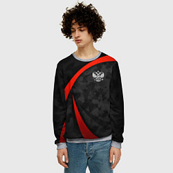 Свитшот мужской Герб России - черный камуфляж, цвет: 3D-меланж — фото 2