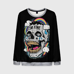 Мужской свитшот Skull and rainbow - im fine