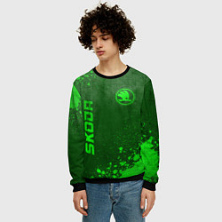 Свитшот мужской Skoda - green gradient вертикально, цвет: 3D-черный — фото 2
