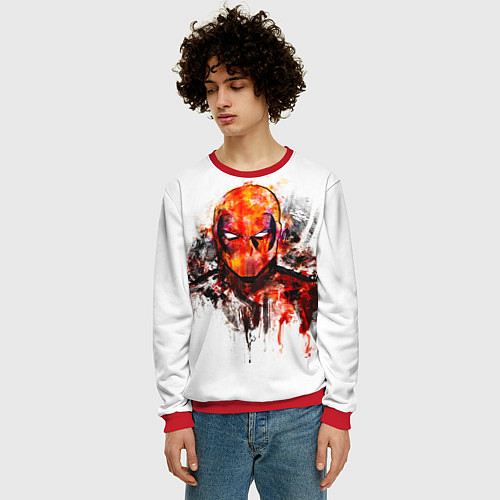 Мужской свитшот Дэдпул краски / 3D-Красный – фото 3