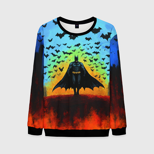 Мужской свитшот Бэтмен и летучие мыши / 3D-Черный – фото 1