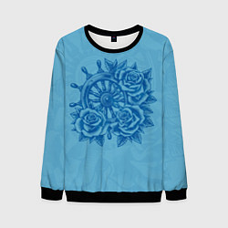 Свитшот мужской Штурвал и три розы, цвет: 3D-черный