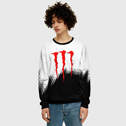 Свитшот мужской Monster energy чёрно белые краски, цвет: 3D-черный — фото 2