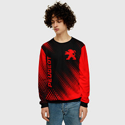 Свитшот мужской Peugeot - red gradient вертикально, цвет: 3D-черный — фото 2