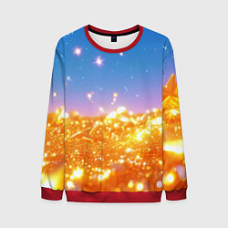 Свитшот мужской Золотые шарики на голубом фоне, цвет: 3D-красный
