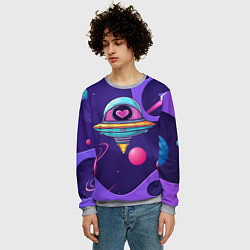 Свитшот мужской Летающая тарелка с сердцем, цвет: 3D-меланж — фото 2