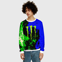 Свитшот мужской Monster energy кислотный огонь, цвет: 3D-белый — фото 2