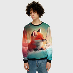 Свитшот мужской Милый лисенок спит на облаке, цвет: 3D-черный — фото 2