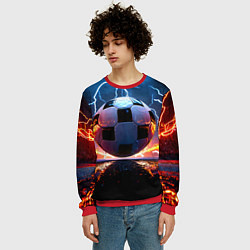 Свитшот мужской Футбольный мяч в молниях, цвет: 3D-красный — фото 2