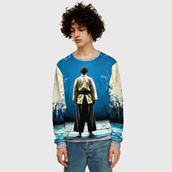 Свитшот мужской Айкидоист на синем, цвет: 3D-меланж — фото 2
