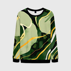 Свитшот мужской Зеленый природный паттерн, цвет: 3D-черный