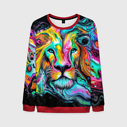 Свитшот мужской Абстрактная морда льва - яркие психоделические цве, цвет: 3D-красный