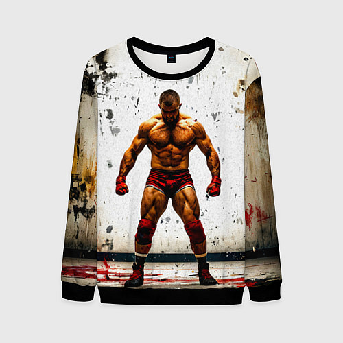 Мужской свитшот Реслер на белом / 3D-Черный – фото 1