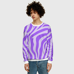 Свитшот мужской Лавандовый тигровый паттерн, цвет: 3D-белый — фото 2