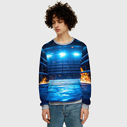 Свитшот мужской Синий ринг в огне, цвет: 3D-меланж — фото 2