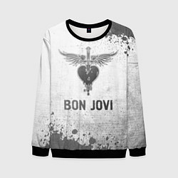 Свитшот мужской Bon Jovi - white gradient, цвет: 3D-черный