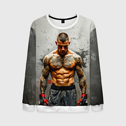 Свитшот мужской Дастин Порье на сером, цвет: 3D-белый