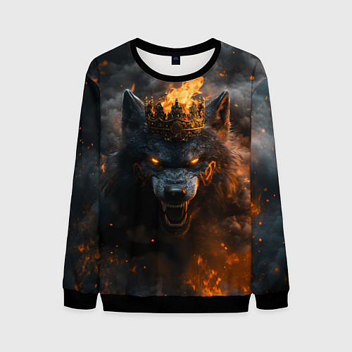 Мужской свитшот Волк в огне / 3D-Черный – фото 1