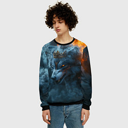 Свитшот мужской Волк в короне в огне, цвет: 3D-черный — фото 2
