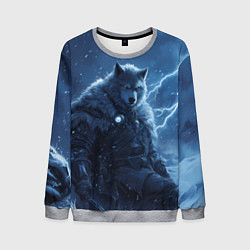 Свитшот мужской Волк повелитель молний, цвет: 3D-меланж