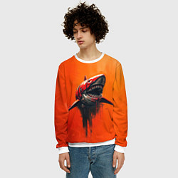 Свитшот мужской Кибернетическая акула, цвет: 3D-белый — фото 2