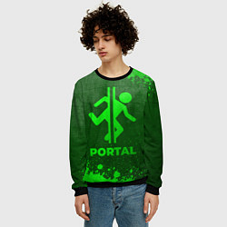 Свитшот мужской Portal - green gradient, цвет: 3D-черный — фото 2