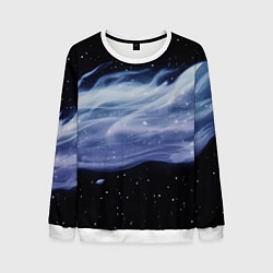 Свитшот мужской Синяя волна в космосе - текстура, цвет: 3D-белый