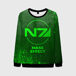Свитшот мужской Mass Effect - green gradient, цвет: 3D-черный