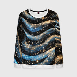 Мужской свитшот Волнистые синие линии на черном