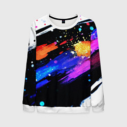 Свитшот мужской Разноцветные блестящие кляксы - текстура, цвет: 3D-белый
