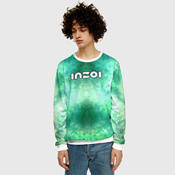 Свитшот мужской Inzoi белый логотип на зеленом фоне, цвет: 3D-белый — фото 2