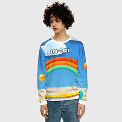 Свитшот мужской Inzoi объемная радуга и облака, цвет: 3D-белый — фото 2
