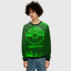 Свитшот мужской Pokemon - green gradient, цвет: 3D-черный — фото 2