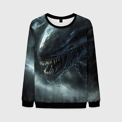 Мужской свитшот Чужой с открытой пастью / 3D-Черный – фото 1