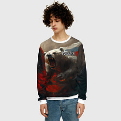 Свитшот мужской Русский медведь в прыжке, цвет: 3D-белый — фото 2