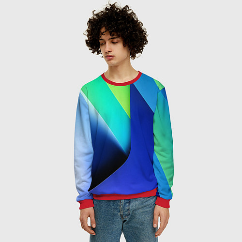 Мужской свитшот Color blue green / 3D-Красный – фото 3