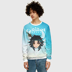 Свитшот мужской Genshin Impact - персонаж Сяо, цвет: 3D-белый — фото 2
