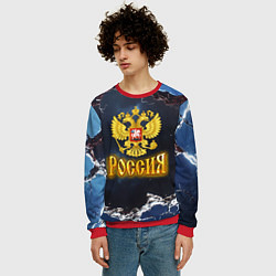 Свитшот мужской Герб России в объемной стене, цвет: 3D-красный — фото 2