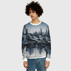 Свитшот мужской Небоскребы и скалы, цвет: 3D-белый — фото 2