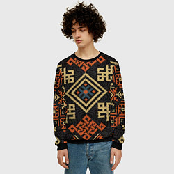 Свитшот мужской Древний узор с защитными символами, цвет: 3D-черный — фото 2