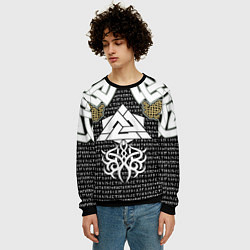 Свитшот мужской Узор рун и символов, цвет: 3D-черный — фото 2