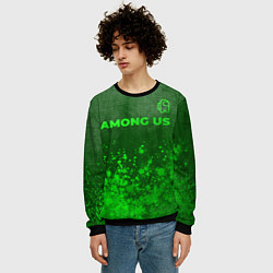 Свитшот мужской Among Us - green gradient посередине, цвет: 3D-черный — фото 2