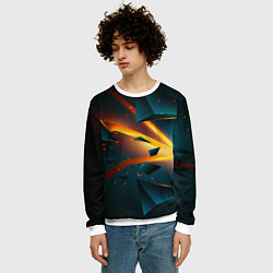 Свитшот мужской Космический неоновый разлом, цвет: 3D-белый — фото 2