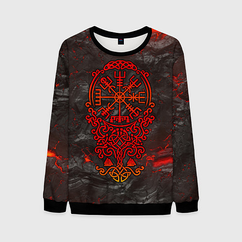 Мужской свитшот Компас воина в кельтском орнаменте / 3D-Черный – фото 1
