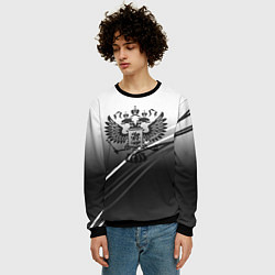 Свитшот мужской Герб России градиент в полосами серый, цвет: 3D-черный — фото 2