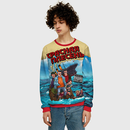 Мужской свитшот Красная Плесень - Бульбец Титанику / 3D-Красный – фото 3