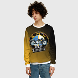 Свитшот мужской Ретро мотоцикл BMW, цвет: 3D-белый — фото 2