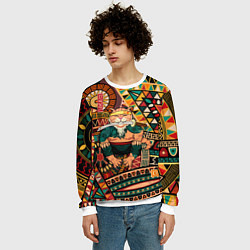 Свитшот мужской Кот самурай - Айко, цвет: 3D-белый — фото 2