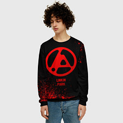 Свитшот мужской Linkin Park 2024 - red gradient, цвет: 3D-черный — фото 2