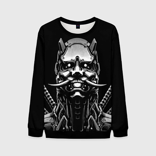 Мужской свитшот Киборг ниндзя в маске демона / 3D-Черный – фото 1